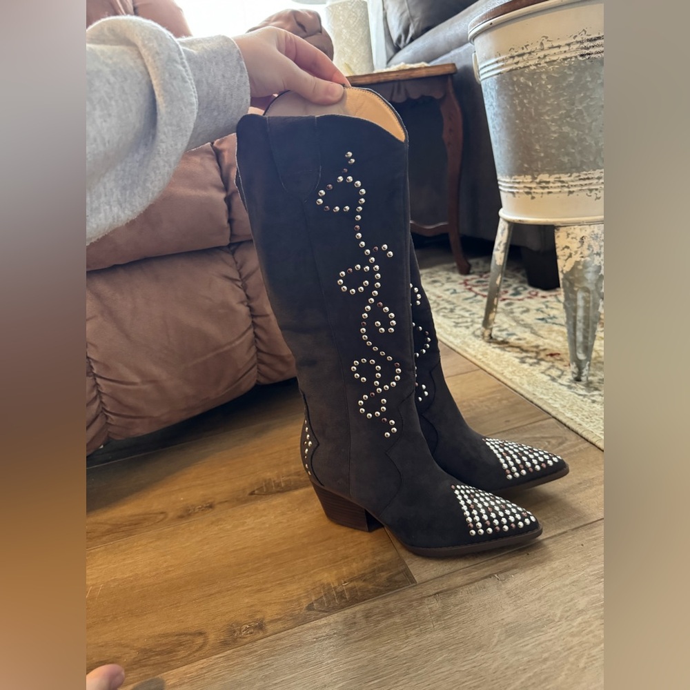 Studded Suede Boots